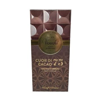 100g. Tavoletta Venchi Cioccolato CUOR DI CACAO 75%