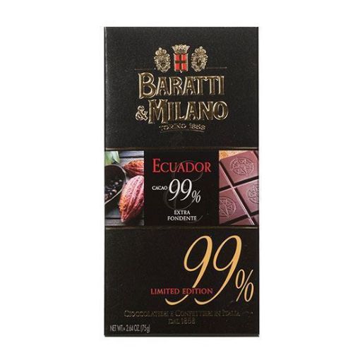 75g. Tavoletta Baratti e Milano Cioccolato EQUADOR 99%