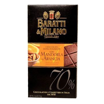 75g. Tavoletta Baratti e Milano Cioccolato MANDORLA E ARANCIA