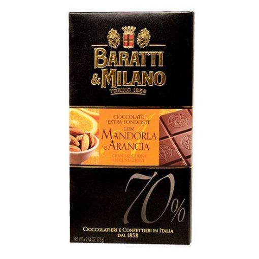 75g. Tavoletta Baratti e Milano Cioccolato MANDORLA E ARANCIA