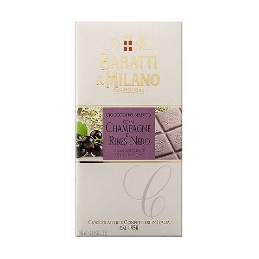 75g. Tavoletta Baratti e Milano Cioccolato CHAMPAGNE e RIBES NERO