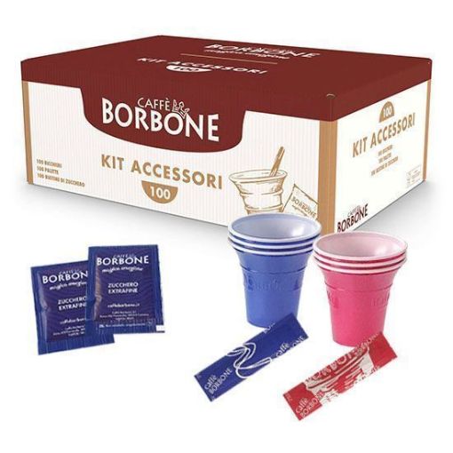 Kit Accessori Completo 100 Pezzi Serigrafato Caffe' Borbone