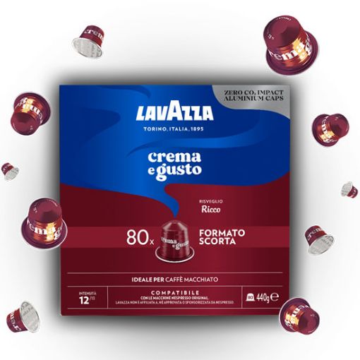 80 Capsule Lavazza Compatibili Nespresso Crema e Gusto Ricco in Alluminio