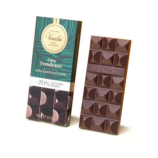 100g. Tavoletta Venchi Cioccolato EXTRA FONDENTE -70% ZUCCHERI